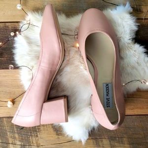 Steve Madden Tomorrow Pink Leather Block Heels Size 5.5